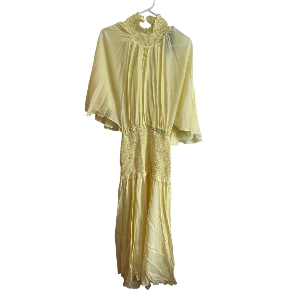 Banana Republic NWT Stretch-Crepe Open Back Dress Sz S Butter Yellow-Dirt Spot - Picture 3 of 9